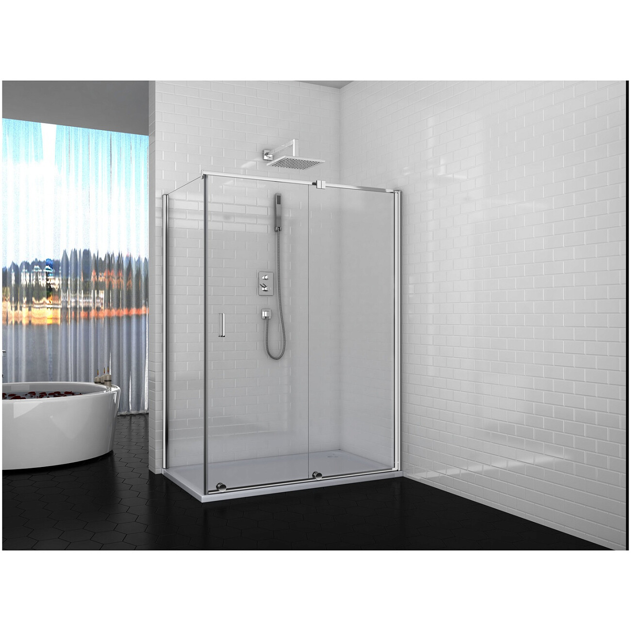 Душевой уголок прямоугольный 90x120 см хром Cerutti SPA Premiata 120-8 - изображение 2