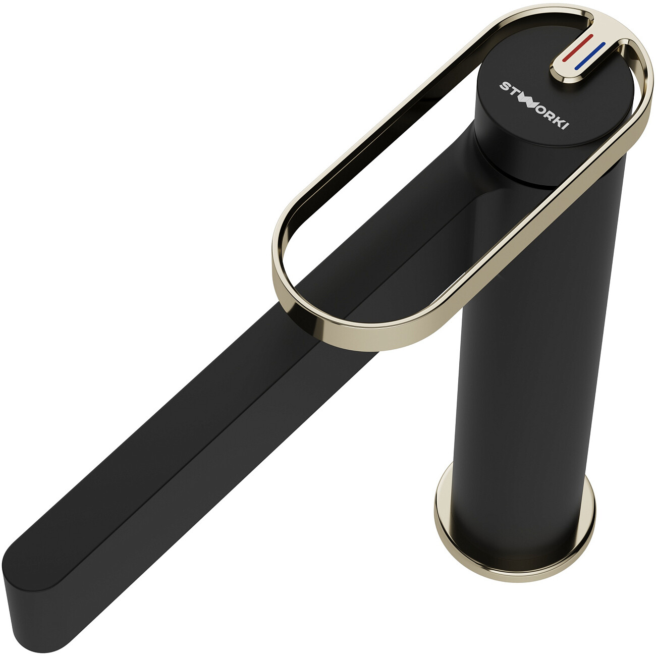 Смеситель для раковины однорычажный черный, золотой Stworki "Малунг" S11020BG - изображение 10