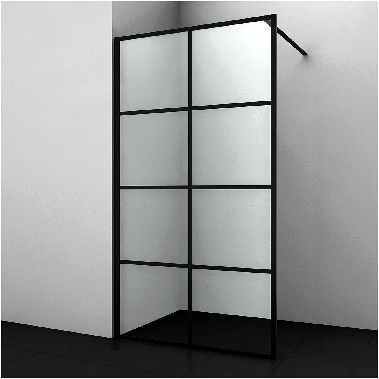 Душевая перегородка 200х100 см прозрачная, черная Wasserkraft Glan 66W44 - изображение 3