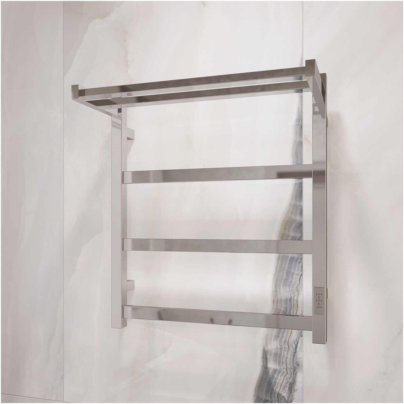 Полотенцесушитель электрический с полкой 50х50 см хром Ewrika "Пенелопа" КВ7 4657812418699 - изображение 7