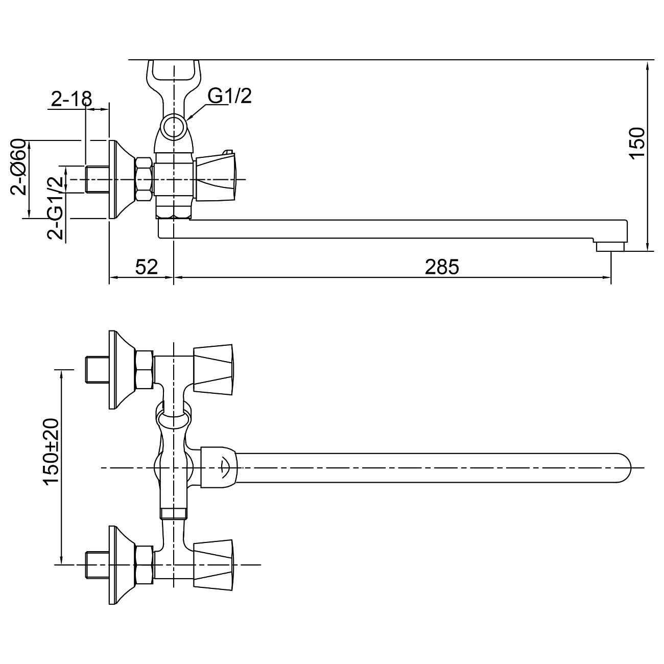 Смеситель для ванны двухвентильный с душевым гарнитуром хром Juguni Lyra JGN0130-B 0402.642A - изображение 9