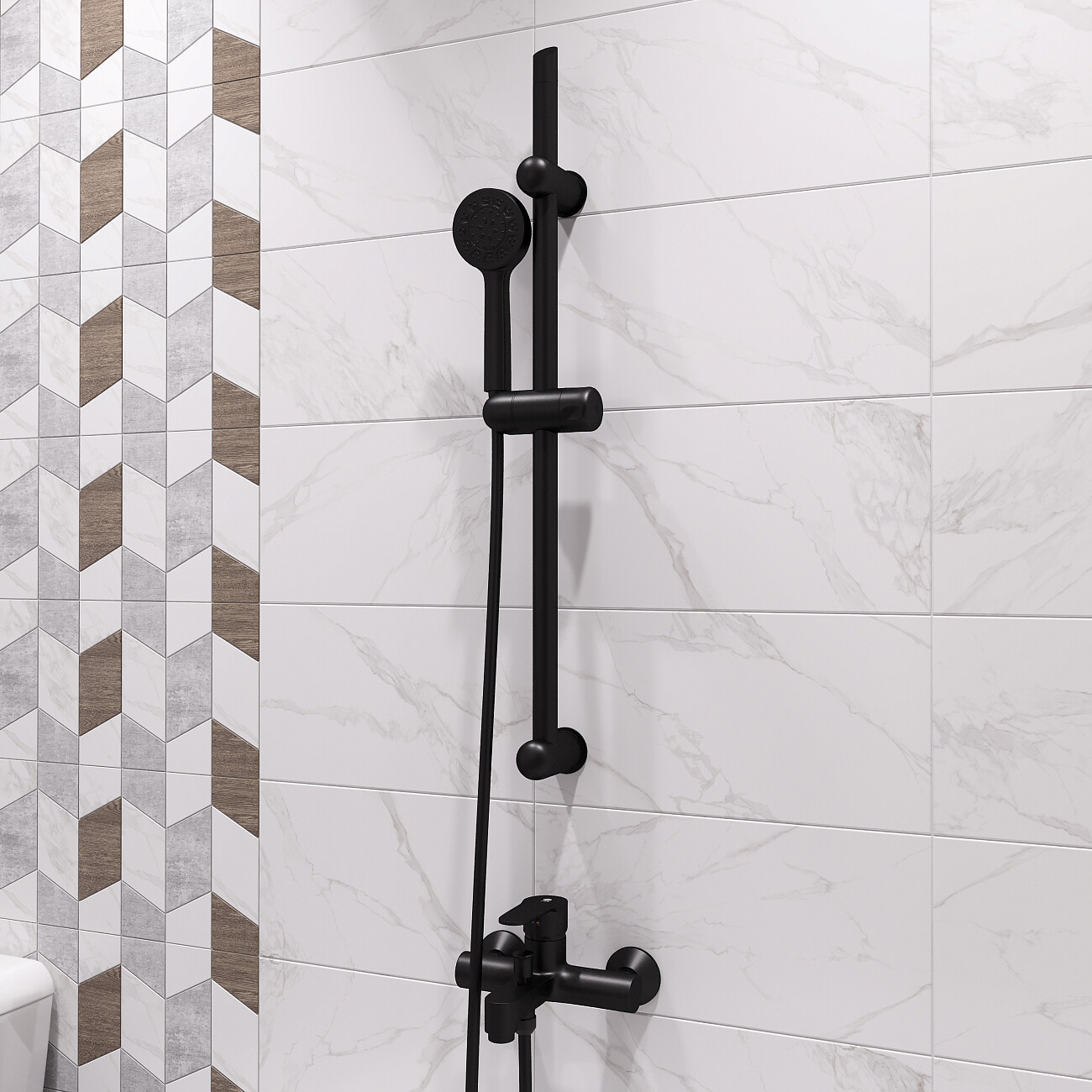 Душевая стойка с держателем черная Diwo "Смоленск" SM-05b - изображение 9