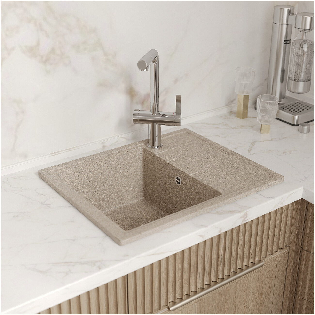 Мойка кухонная песочная Domaci "Болонья" М-150-004 - изображение 7