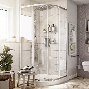 Душевой уголок 85х85 см хром глянец, прозрачное стекло Stworki &quot;Хельсинки&quot;