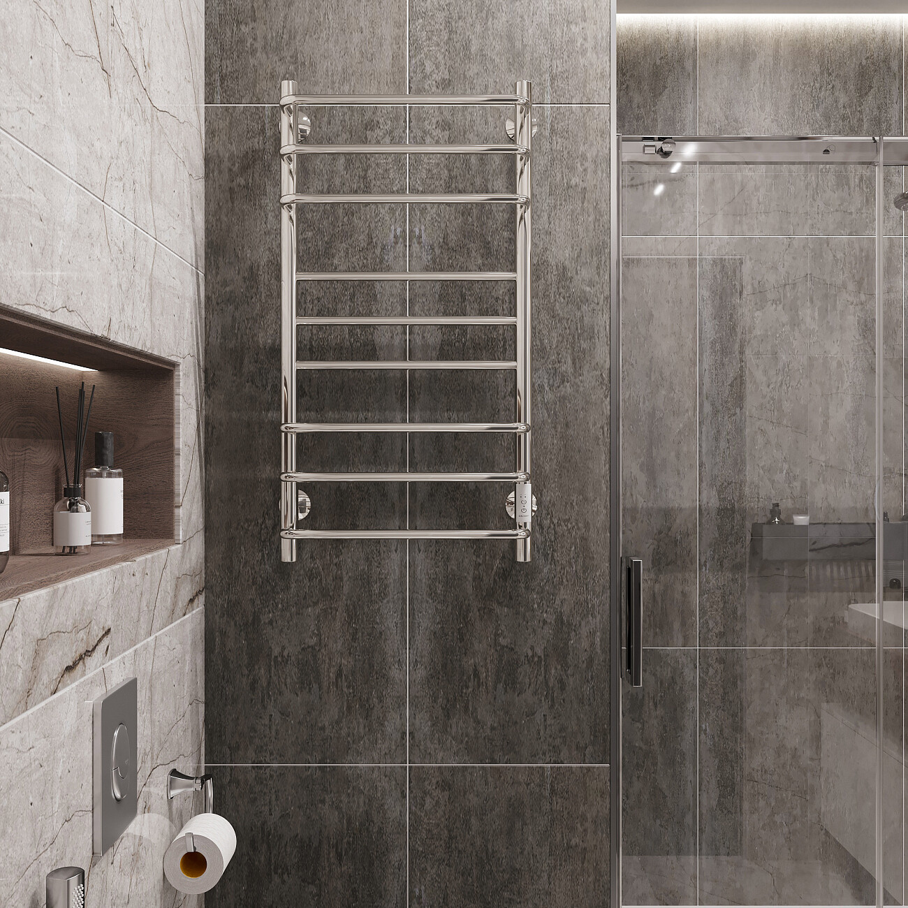 Полотенцесушитель электрический 100х50 см хром Ewrika "Сафо И" - изображение 3