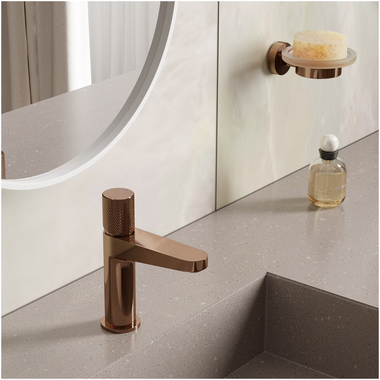 Смеситель для раковины из латуни розовое золото Wasserkraft 8803 - изображение 2