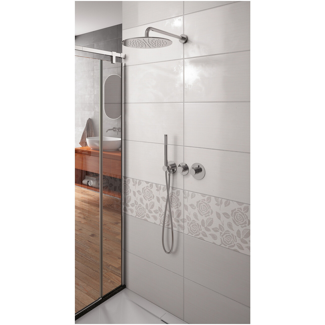 Душевой комплект встроенный с верхним душем и термостатом хром Timo Saona SX-2359-00SM - изображение 2
