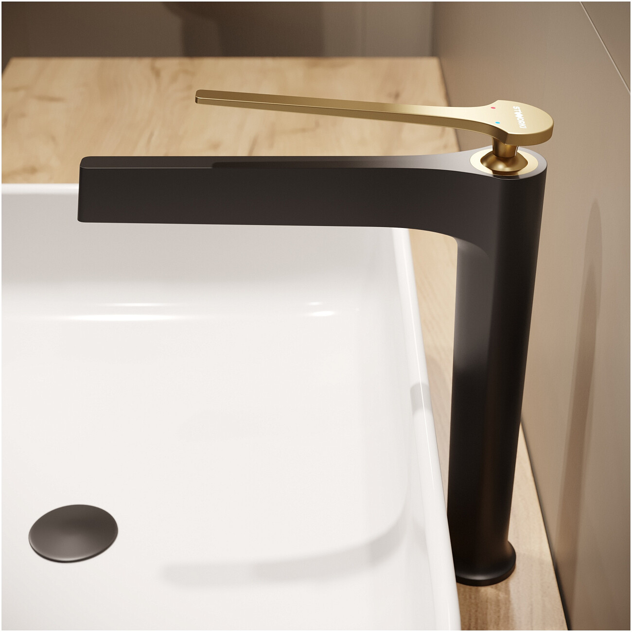 Смеситель для раковины однорычажный черный, золотой Stworki "Аулум" S06020BG - изображение 7