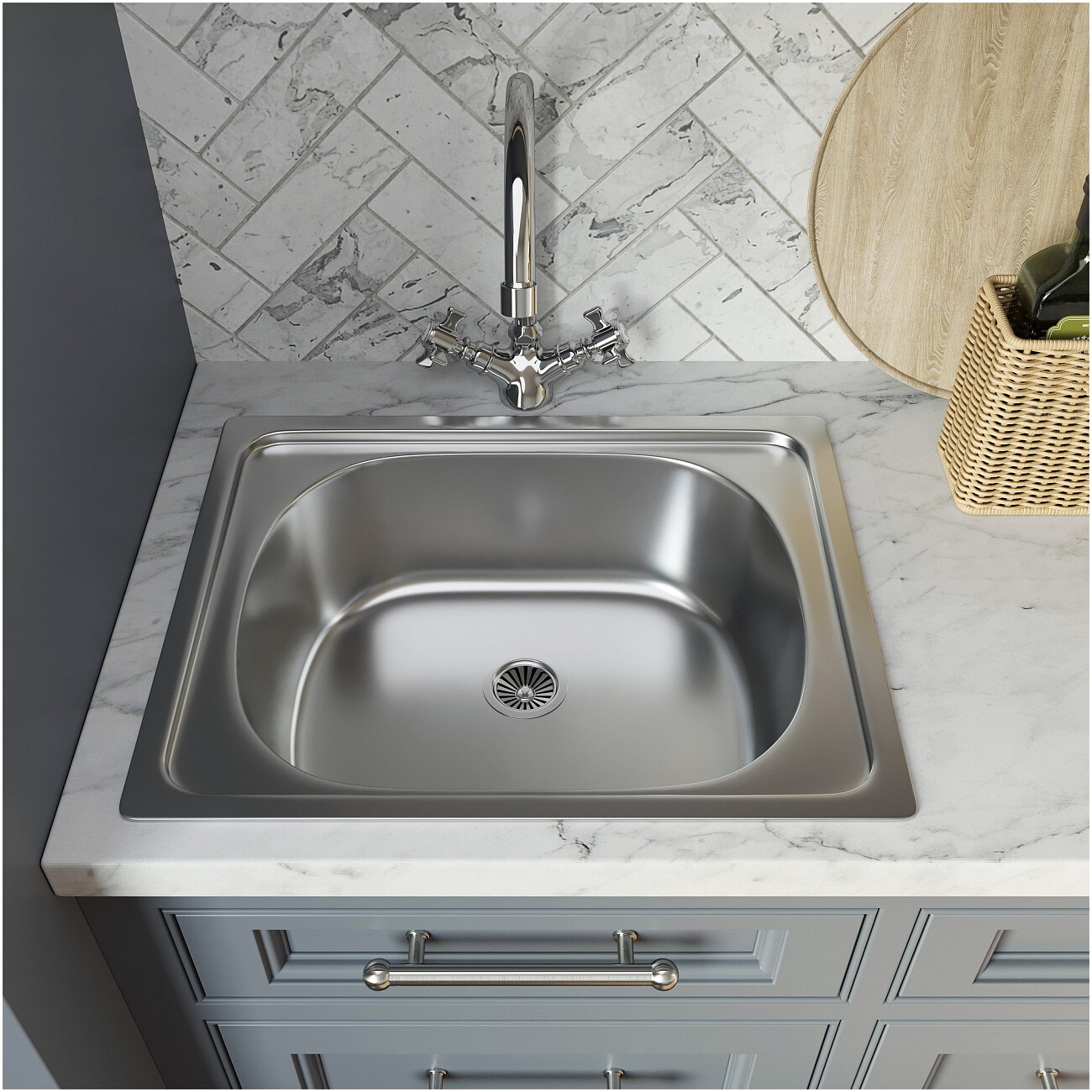 Смеситель для кухни двухвентильный хром Domaci "Равенна" D1700000 - изображение 4