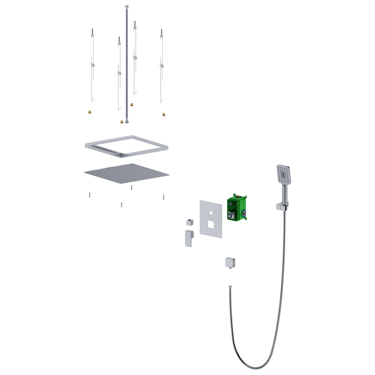 Душевой комплект встроенный с тропическим душем хром Timo Selene SX-2029-00SM - изображение 2