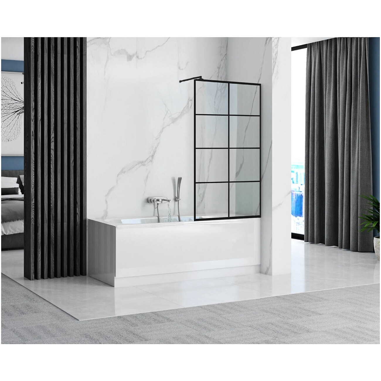 Шторка для ванной прозрачная, черная Cerutti SPA MUZA F80 - изображение 3