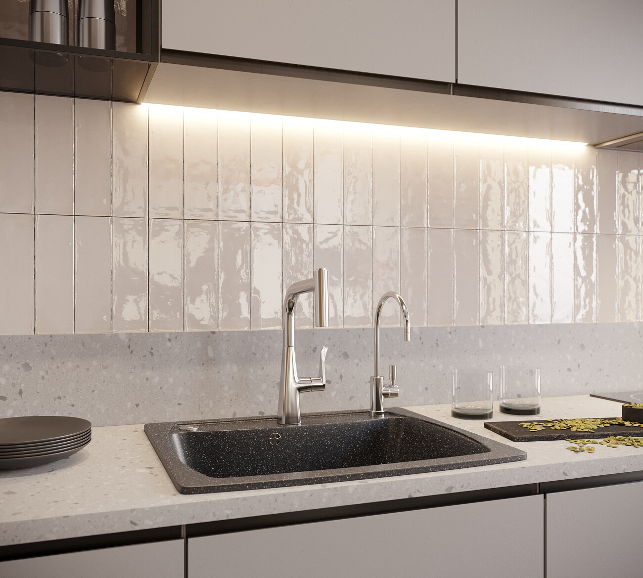 Мойка кухонная черная Domaci "Бьелла" DMC-03-308 - изображение 5