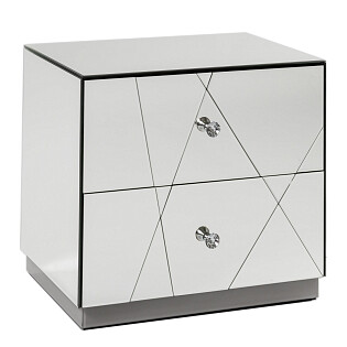 Прикроватная тумбочка с 2 ящиками зеркальная Nightstand