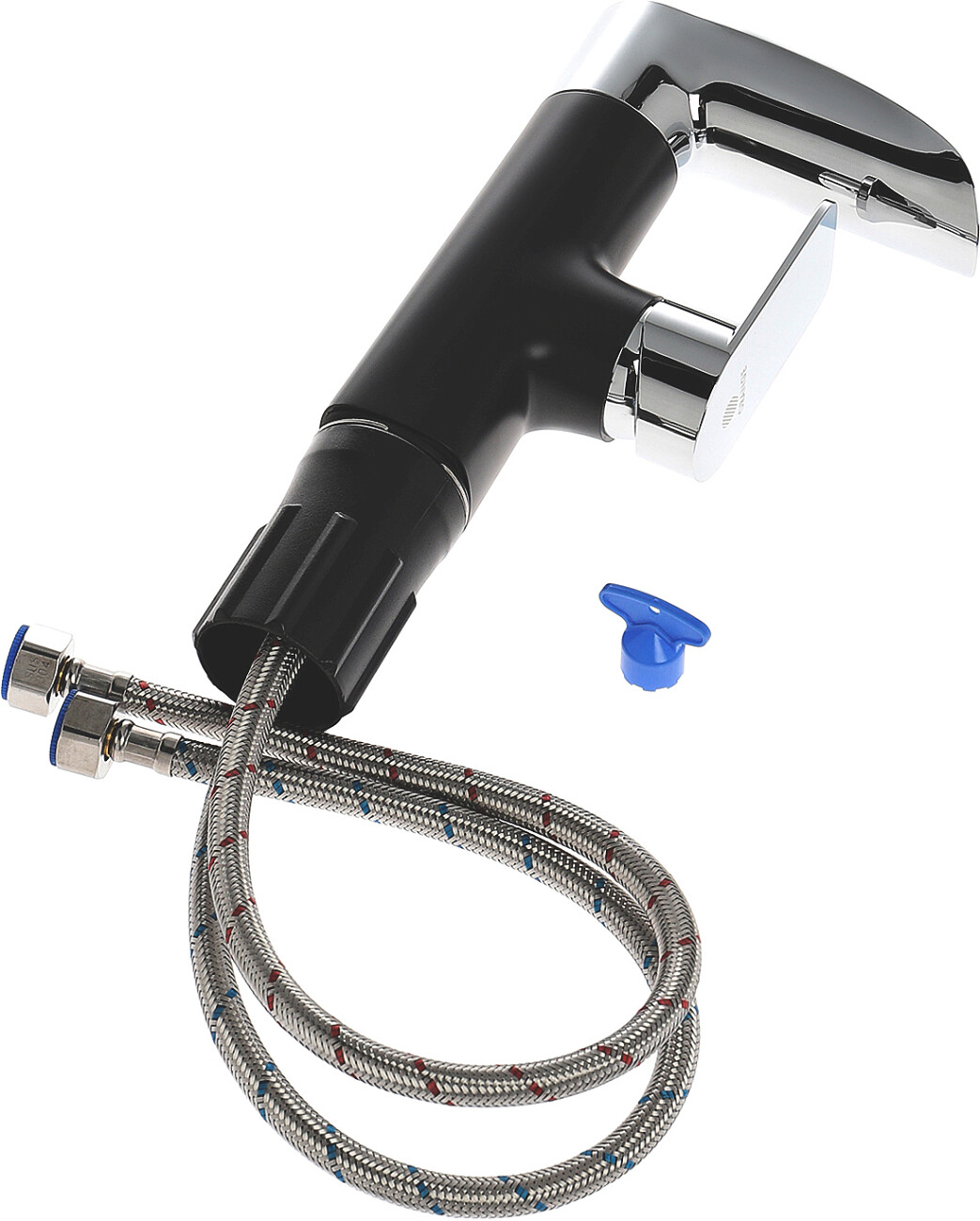 Смеситель для раковины однорычажный черный, хром Diwo "Дмитров" DM-01b - изображение 9