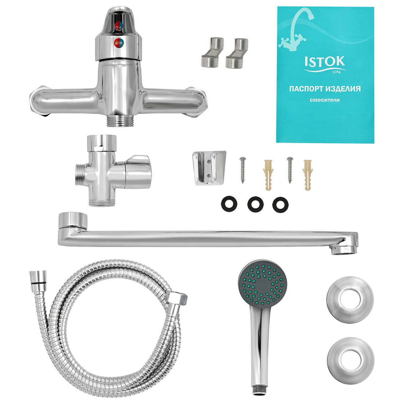 Смеситель универсальный латунный однорычажный с поворотным L-изливом хром Istok life Luxe 0402.772 - изображение 14
