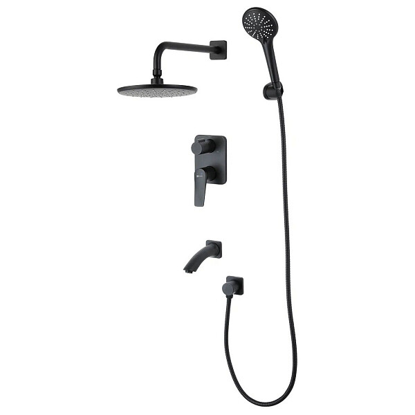 Душевой комплект встраиваемый черный Lemark Bronx LM3722BL - изображение 1