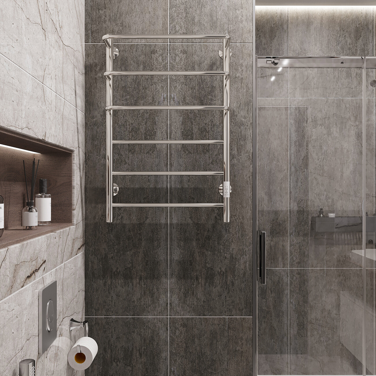 Полотенцесушитель электрический 80х50 см хром Ewrika "Сафо П" - изображение 5