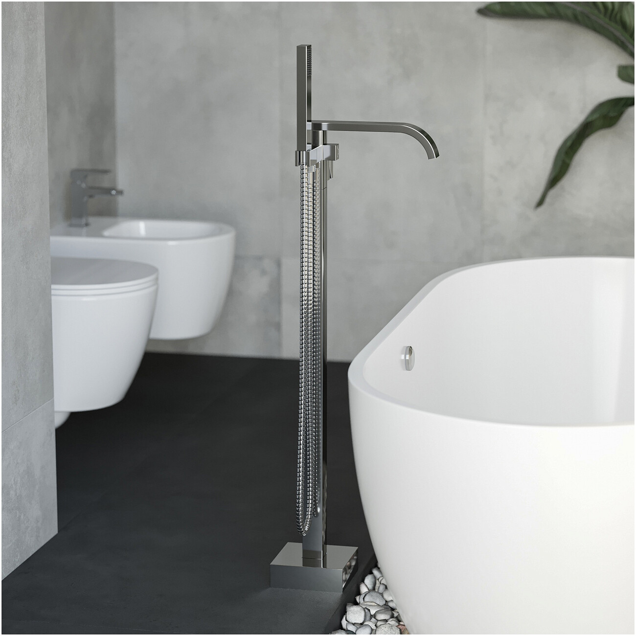 Смеситель напольный для ванны с душем хром Stworki "Эстерсунд" S31080CR - изображение 2