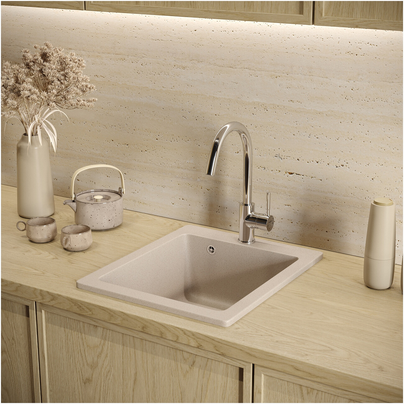 Мойка кухонная бежевая Domaci "Болонья" М-08-003 - изображение 8