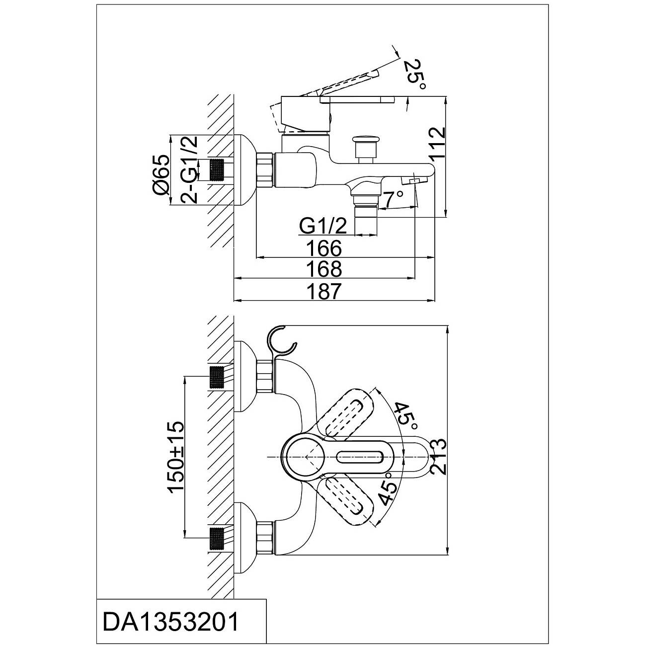 Смеситель для ванны однорычажный с душевым гарнитуром хром D&K Rhein Paulinus DA1353201 - изображение 2