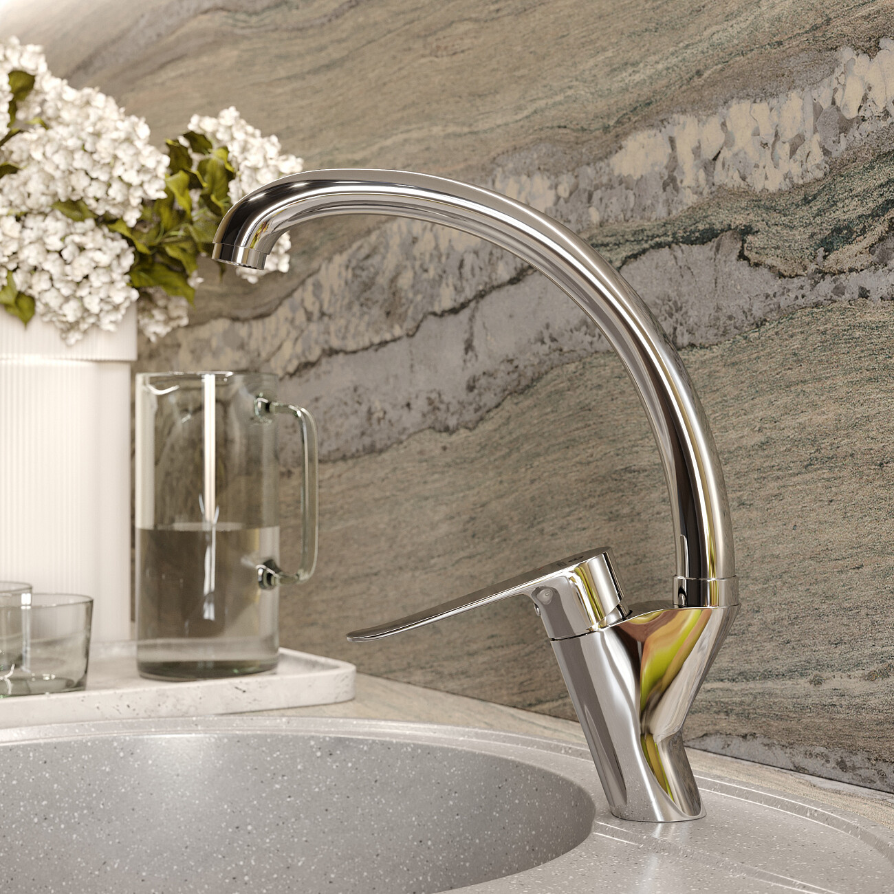 Смеситель для кухни однорычажный хром Domaci "Равенна" XA-04cr - изображение 3