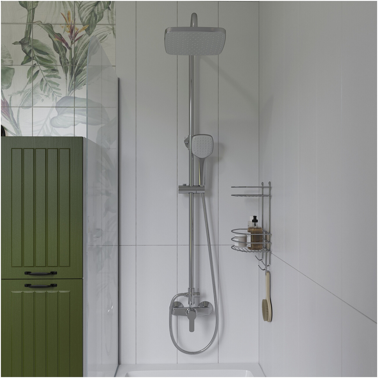 Душевая стойка с верхним душем и смесителем хром Diwo "Смоленск" SM-07cr - изображение 2