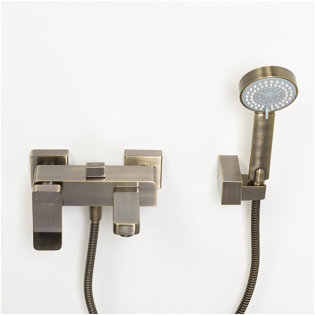 Душевой комплект с лейкой и коротким изливом светлая бронза Wasserkraft Exter 1601 - изображение 5