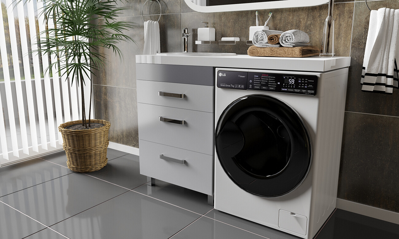 Раковина из искусственного камня на стиральную машину левая 48х120 см белая Stworki Bruks RBS120L - изображение 8