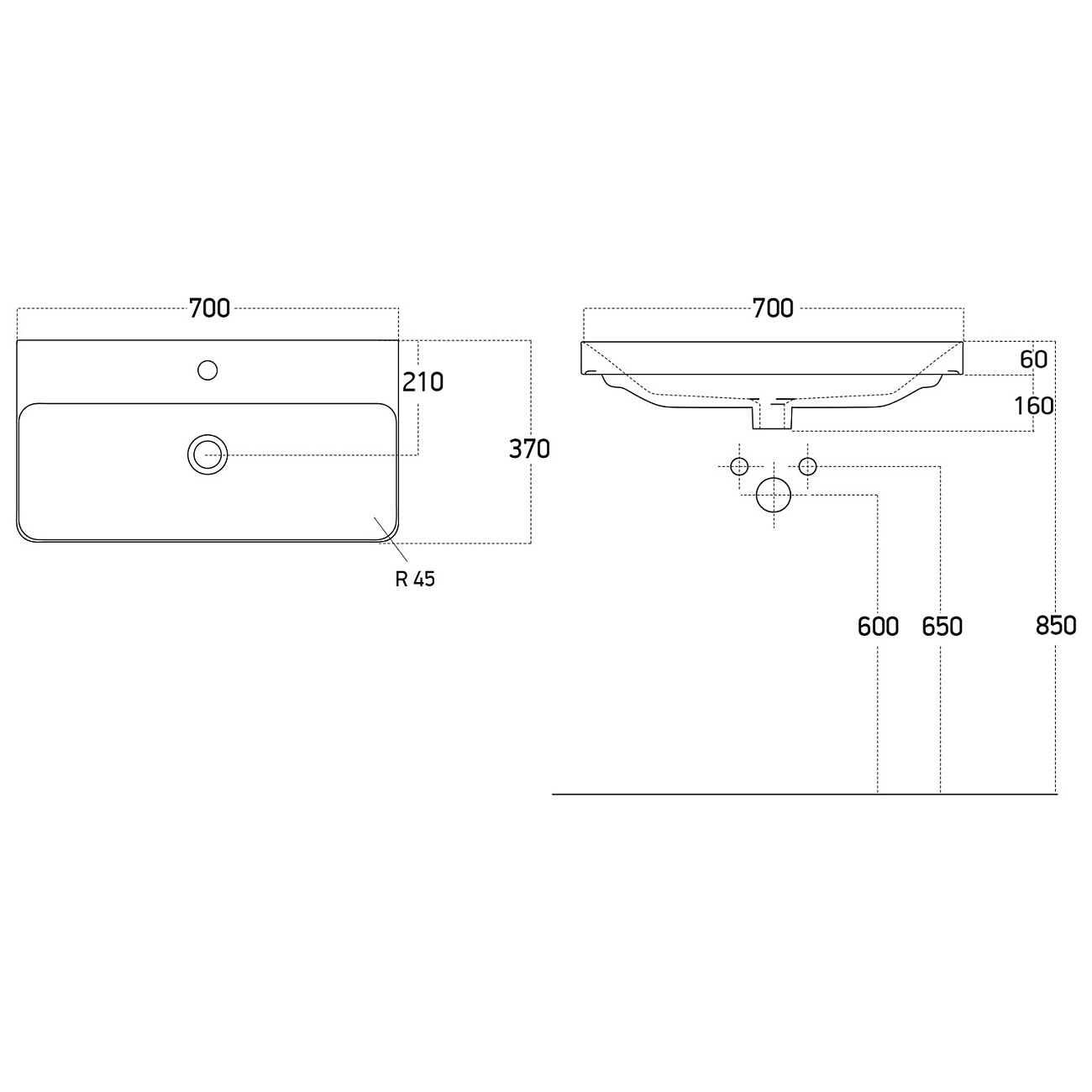 Умывальник мебельный белый Dreja LUXURY 70 11070-KL - изображение 3