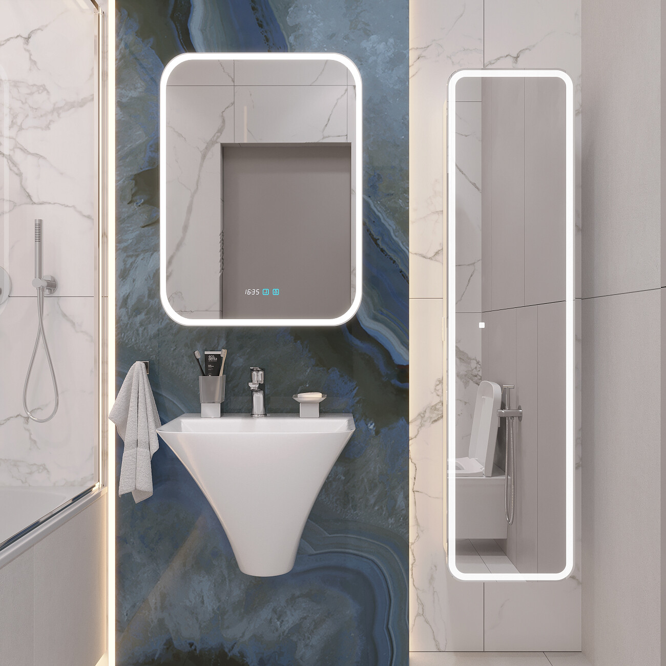 Раковина подвесная керамическая прямоугольная 40х54 см белая Stworki "Монтре 55" - изображение 3