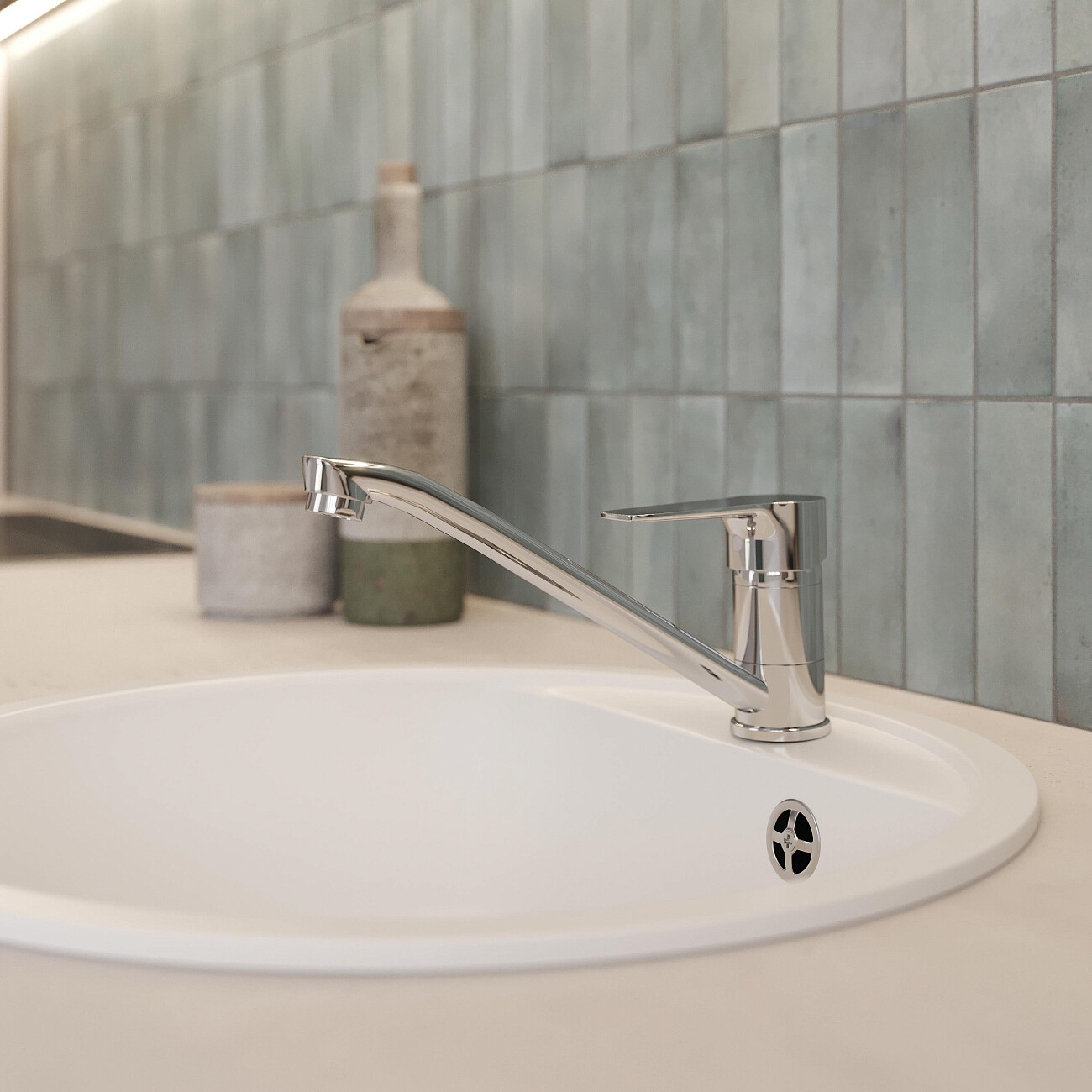 Смеситель для кухни латунный с вращающимся изливом хром Domaci "Равенна" D15-000cr - изображение 6