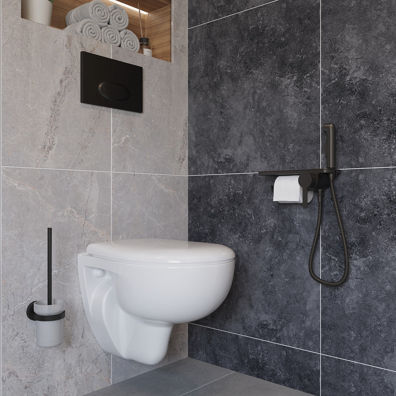 Гигиенический душ со смесителем с внутренней частью черный Stworki "Стокгольм" HFSG35030 - изображение 7