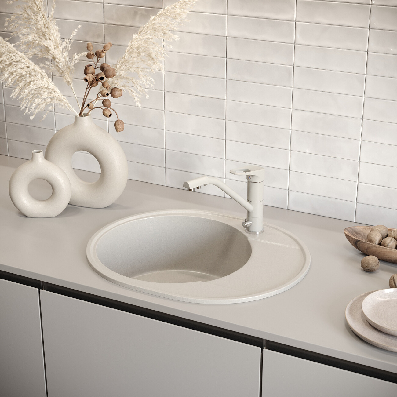 Смеситель для кухни с изливом для фильтрованной воды платина Domaci "Солерно" UQ-010-04 - изображение 4