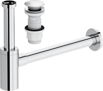 Сифон для раковины хром Ewrika HFEW08000 с донным клапаном HFEW06000