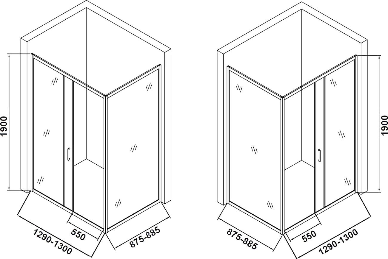 Душевой уголок прямоугольный 130х90 см хром Diwo "Смоленск" - изображение 3
