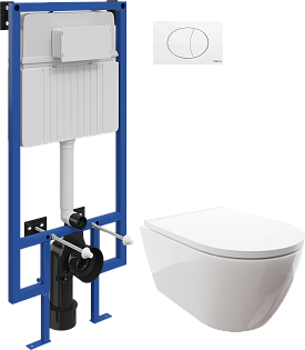 Унитаз подвесной Diwo &quot;Коломна&quot; 0700 с инсталляцией Stworki 510162, с кнопкой смыва белой 230824