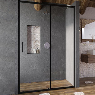 Душевая дверь прозрачная, черная Ravak Blix Slim BLSDP2-110 X0PMD0300Z1