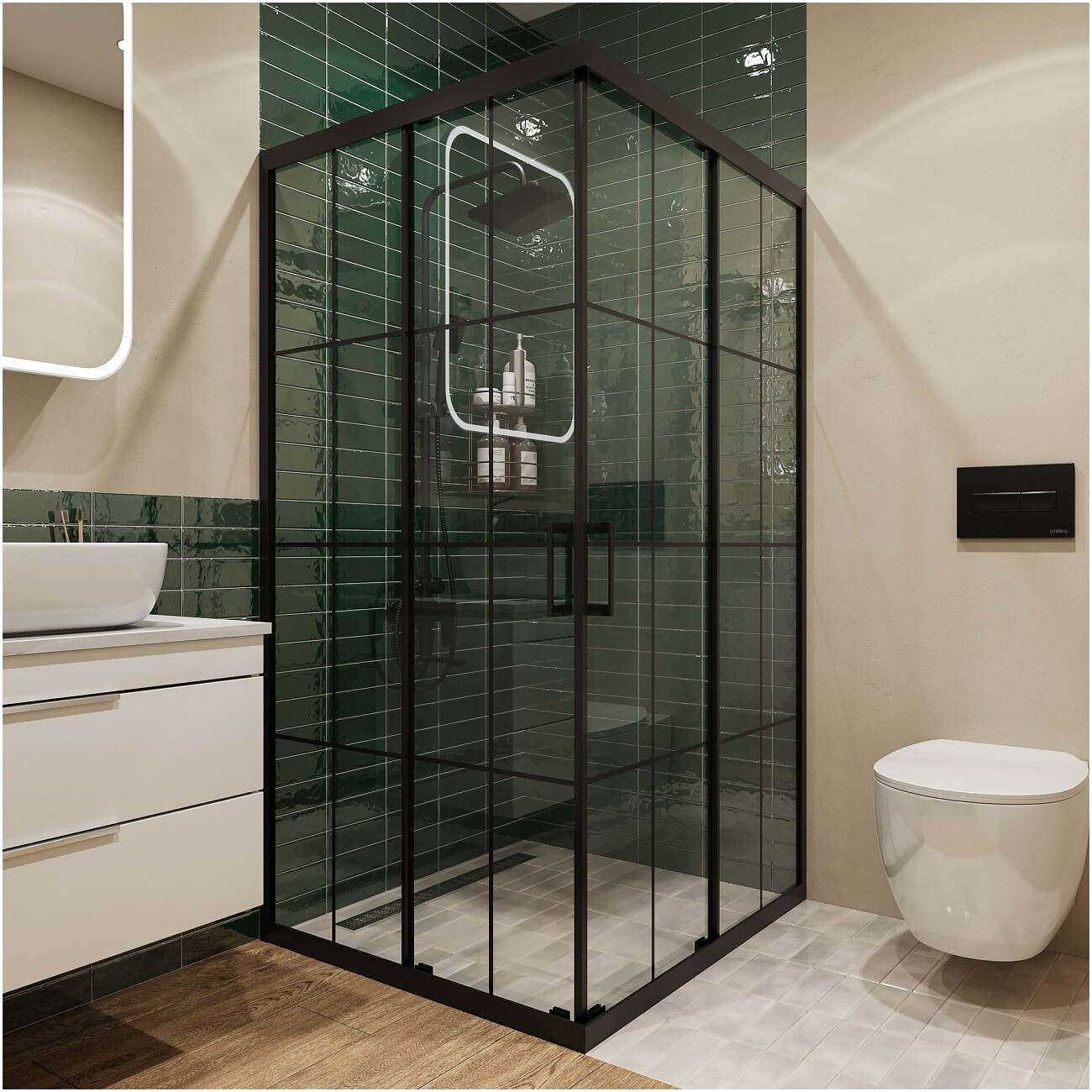 Душевой уголок прямоугольный 90х100 см черный Diwo "Киров" DS-KI-90х100-BL - изображение 2
