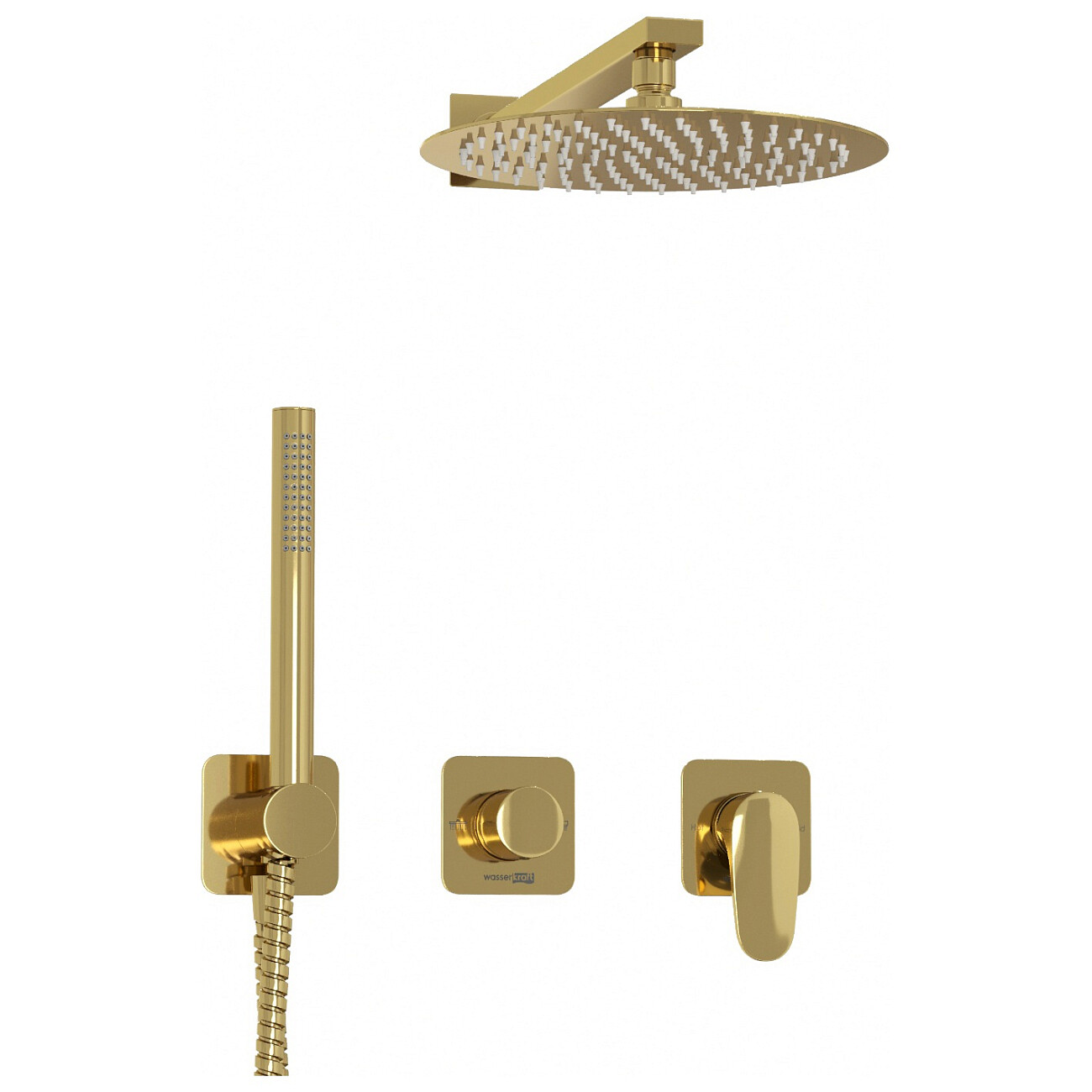Душевой комплект с верхним душем и смесителем золотой Wasserkraft A2151.277.183.208.280.197.281 - изображение 7