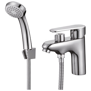 Смеситель на борт ванны однорычажный с душевым гарнитуром хром D-Lin D131362