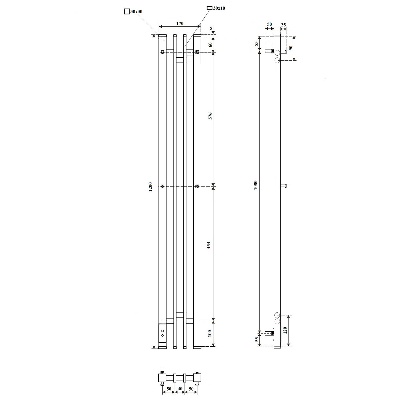 Полотенцесушитель электрический 120х14 см белый Point "Фрея П2" PN20722W - изображение 2