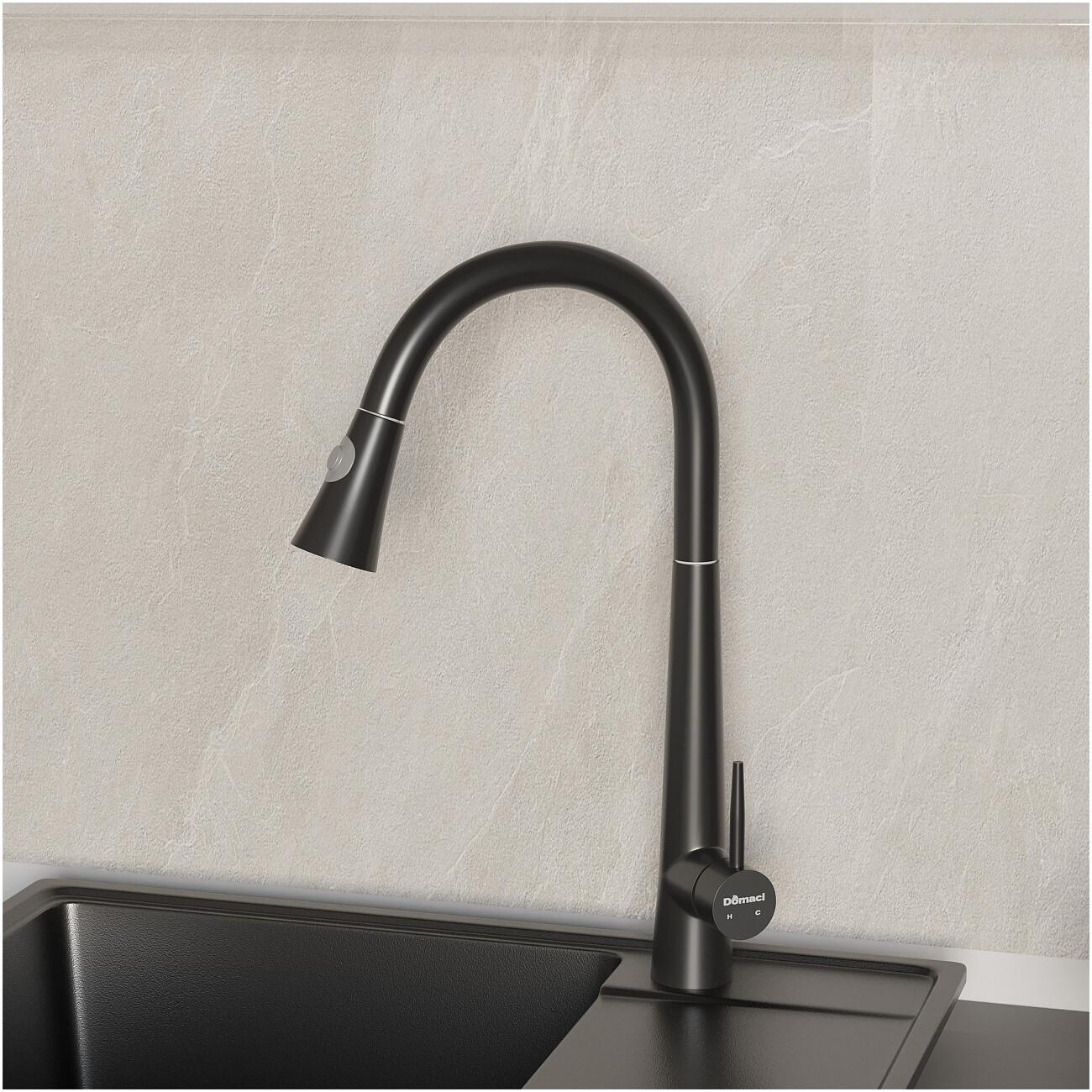 Мойка кухонная из искусственного мрамора с крылом черная Domaci "Палермо" PR-650-004 - изображение 9