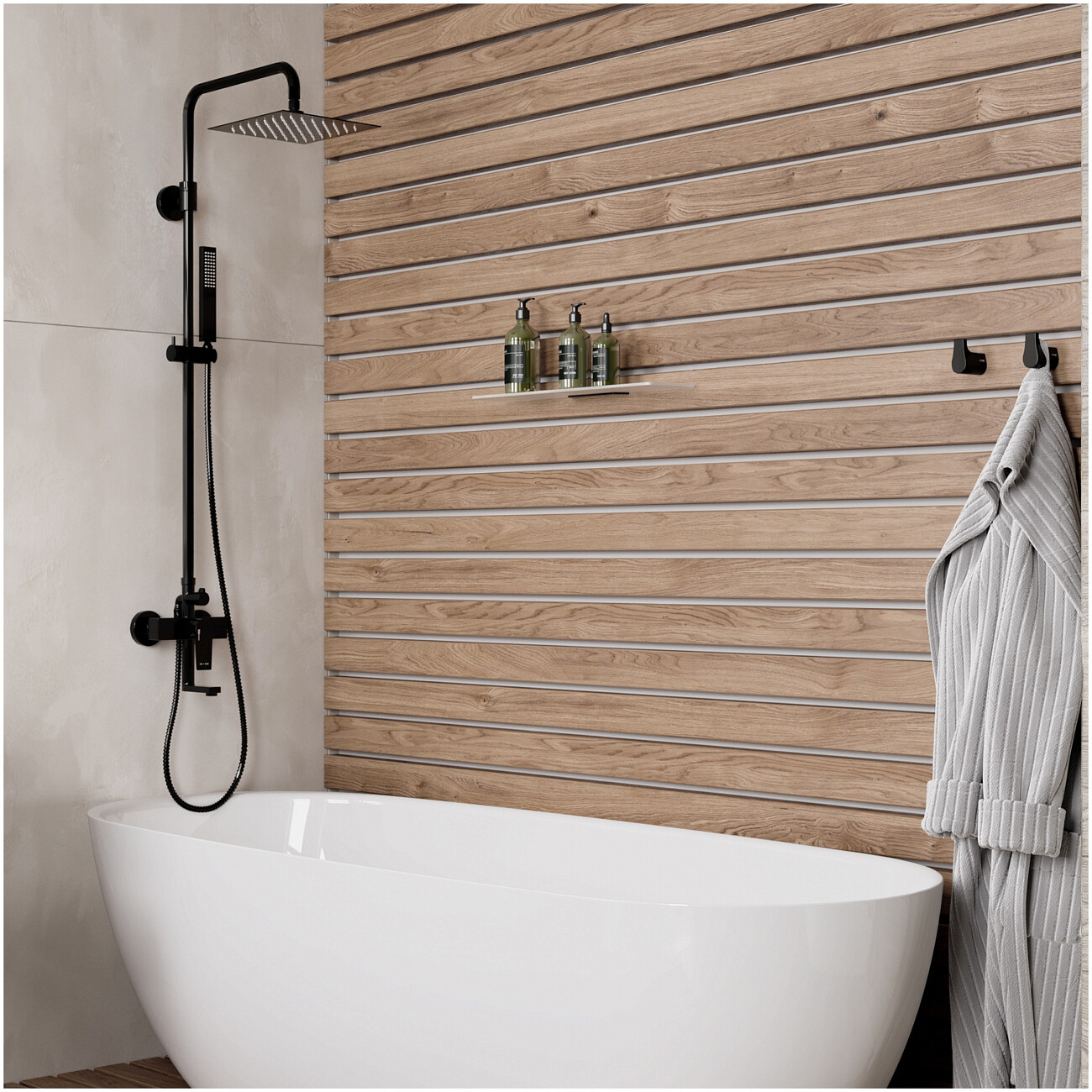 Душевая система со смесителем из латуни черная Wasserkraft A16701 - изображение 2