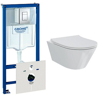 Унитаз подвесной белый Creto Logan L3 1003-001-L3W с инсталляцией Grohe Rapid SL 38775001