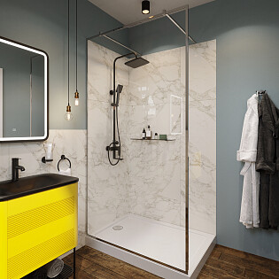 Душевая перегородка стеклянная 120 см прозрачная, хром глянцевый Stworki &quot;Хельсинки&quot; MV-XE-120-CR