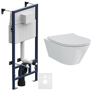 Унитаз подвесной белый Creto Logan L3 1003-001-L3W с инсталляцией Am.Pm ProC I012707