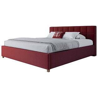 Кровать двуспальная с мягким изголовьем 180х200 красная Wales