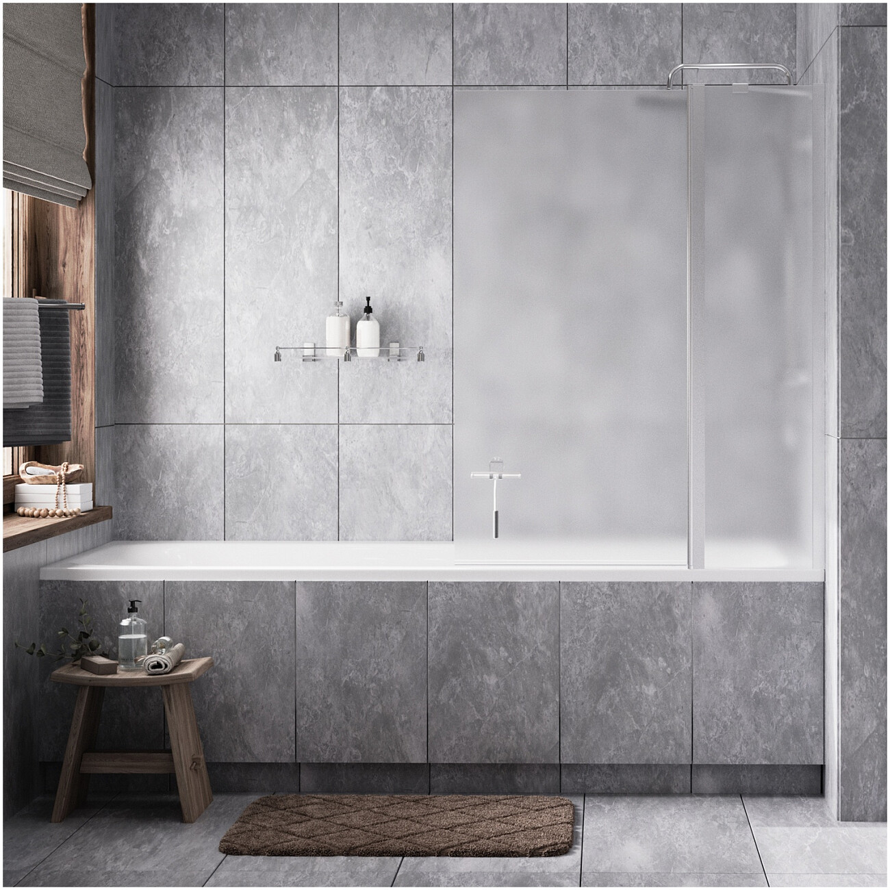 Шторка на ванну стеклянная 140х110 см прозрачная, хром Wasserkraft Berkel 48P02-110RM - изображение 2