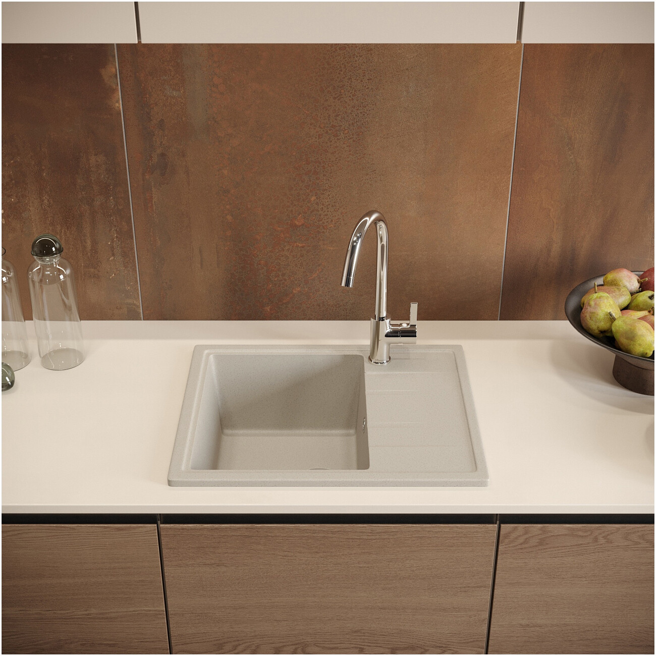 Мойка кухонная бежевая Domaci "Болонья" М-150-003 - изображение 7