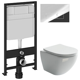 Унитаз Ceramicanova Metropol CN4002 с инсталляцией Ewrika ProLT 0026-2020, с кнопкой хром 0041